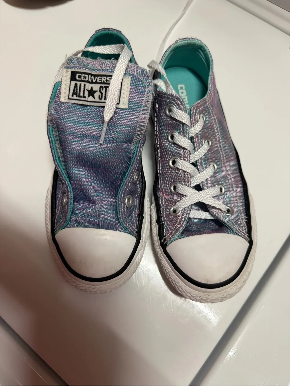 Converse Kids Low Top Sneakers - Iridescent Purple & Teal